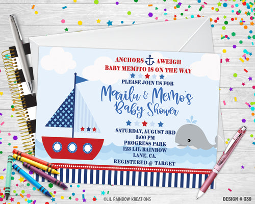 339 | Nautical Baby Shower Invitation & Thank You Card