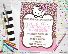 Load image into Gallery viewer, 346 | Leopard Print Hello Kitty Party Invitation &amp; Thank You Card