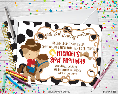 351 | Cowboy Party Invitation & Thank You Card