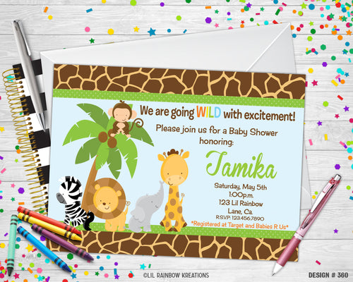 360 | Jungle Safari Party Invitation & Thank You Card