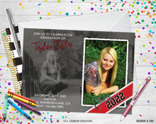 Load image into Gallery viewer, 365 | Red &amp; Black Graduation Party Invitation &amp; Thank You Card