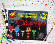Load image into Gallery viewer, 382 | Superheroes Party Invitation &amp; Thank You Card