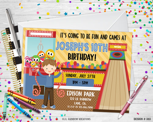 383 | Arcade Party Invitation & Thank You Card