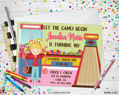 384 | Arcade Party Invitation & Thank You Card