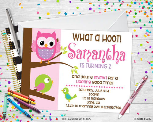385 | Cute Little Owl Party Invitation & Thank You Card