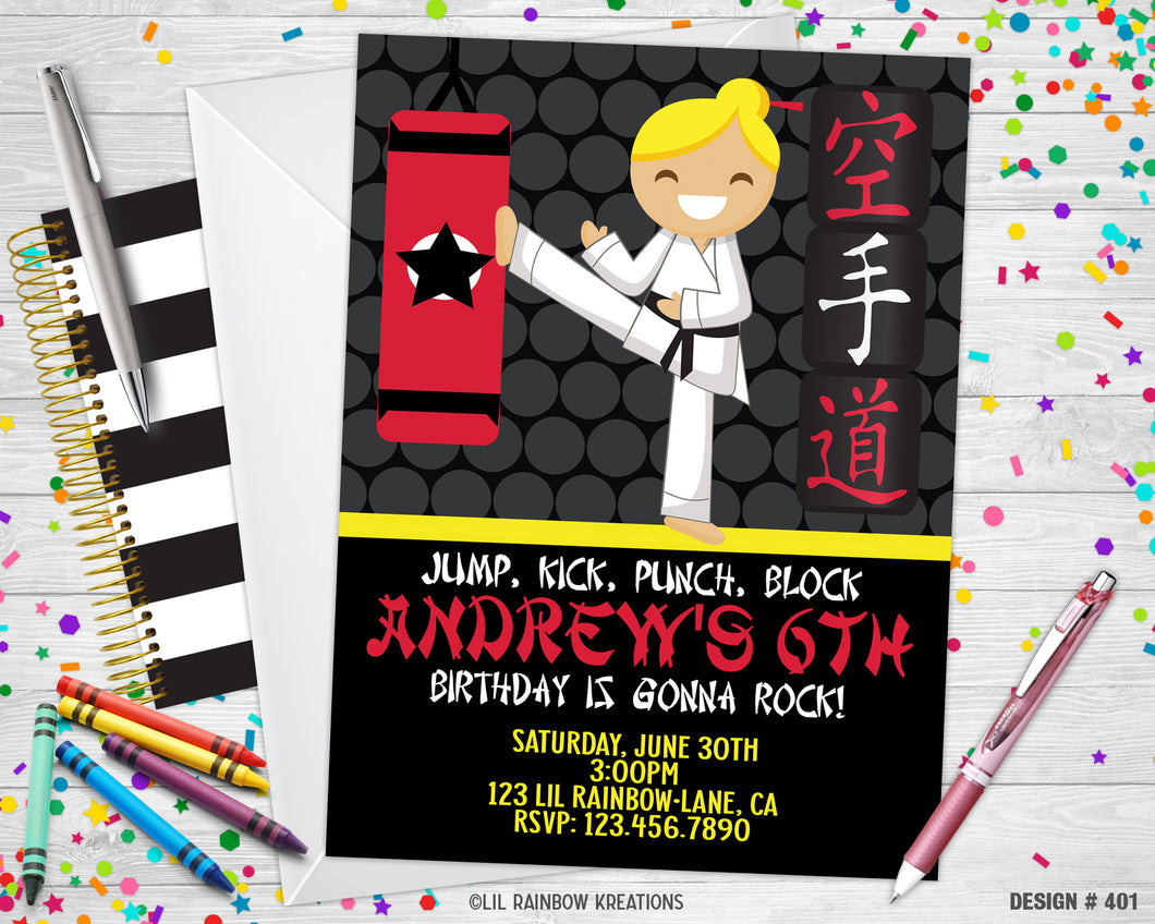 401 | Karate Party Invitation & Thank You Card