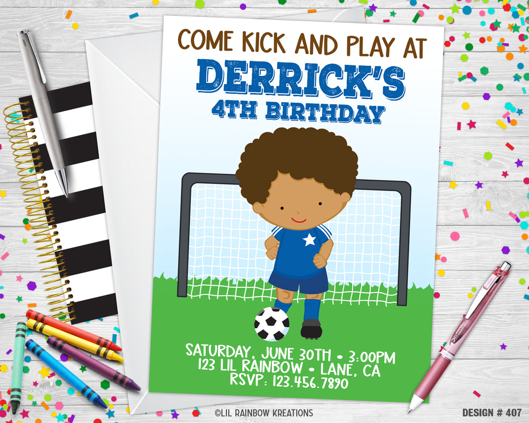 407 | Soccer Party Invitation & Thank You Card