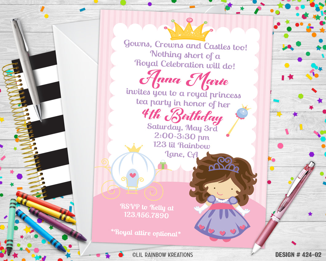 424-02 | Royal Princess Party Invitation & Thank You Card