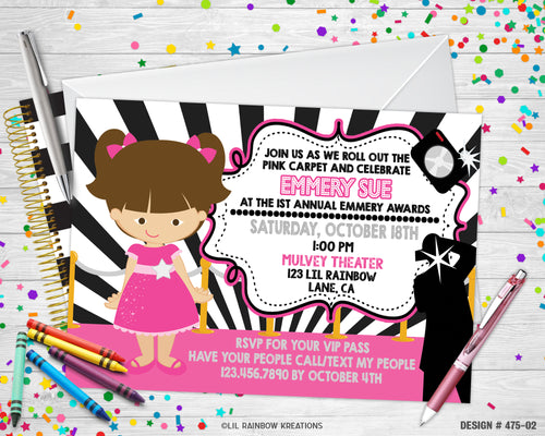 475-02 | Pink Carpet Party Invitation & Thank You Card