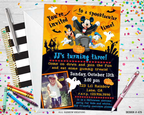 479 | Mickey Mouse Halloween Party Invitation & Thank You Card