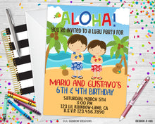 Load image into Gallery viewer, 485 | Luau Party Invitation &amp; Thank You Card