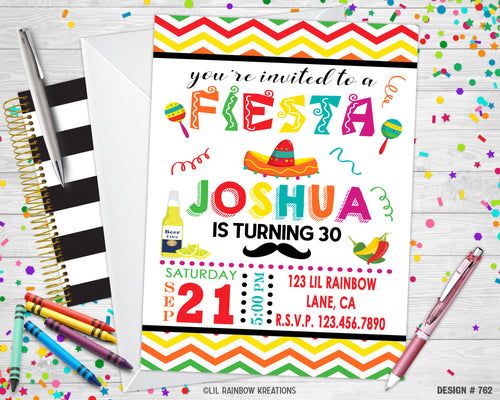 762 | Mexican Fiesta Party Invitation & Thank You Card