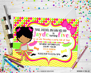 768-2 | Tutus & Bow ties Party Invitation & Thank You Card