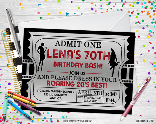 772 | Roaring 20's Party Invitation & Thank You Card