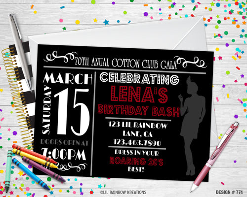 774 | Roaring 20's Party Invitation & Thank You Card