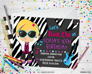 794 | Rock Star Party Invitation & Thank You Card