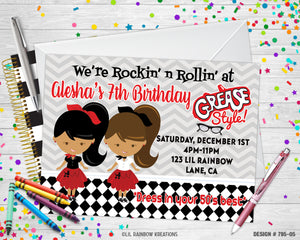 795-5 | Sock Hop Party Invitation & Thank You Card