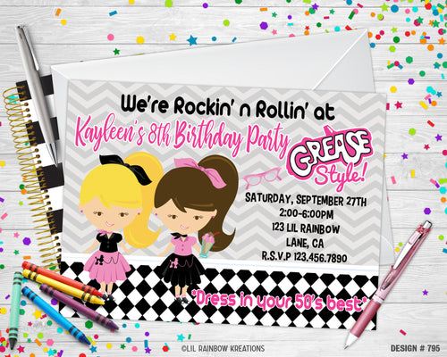 795 | Sock Hop Party Invitation & Thank You Card