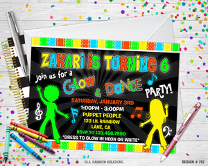 797 | Glow Party Invitation & Thank You Card