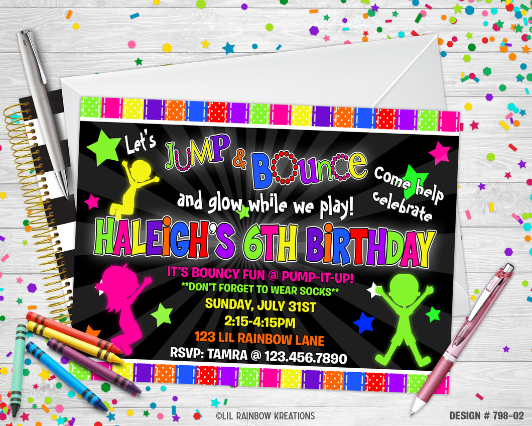 798-2 | Glow Party Invitation & Thank You Card