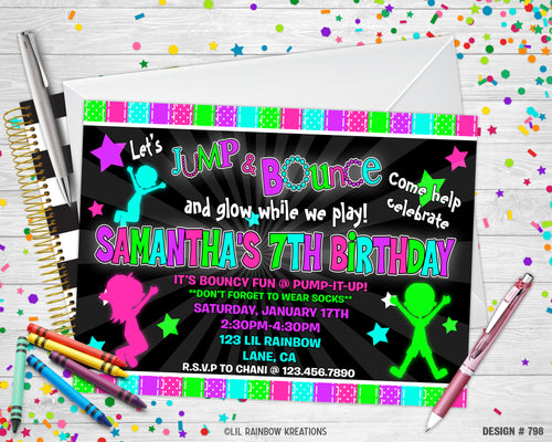 798 | Glow Party Invitation & Thank You Card