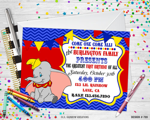 799 | Dumbo Party Invitation & Thank You Card