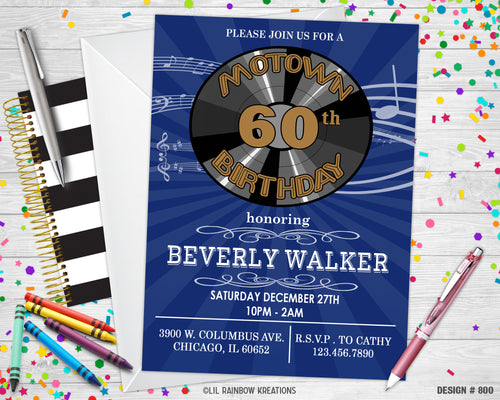 800 | Motown Party Invitation & Thank You Card