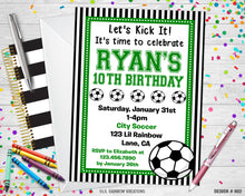 Load image into Gallery viewer, 802 | Soccer Party Invitation &amp; Thank You Card