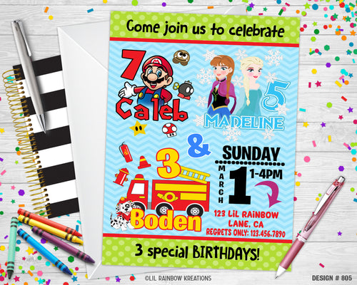 805 | Triple Celebration Party Invitation & Thank You Card