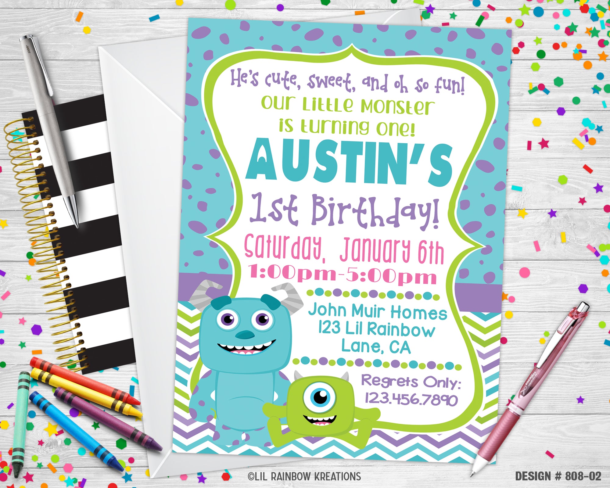 monsters inc birthday invitations 808-2