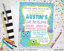 Load image into Gallery viewer, 808-2 | Monsters Inc Party Invitation &amp; Thank You Card