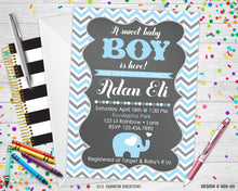 Load image into Gallery viewer, 809-2 | Elephant Baby Shower Invitation &amp; Thank You Card