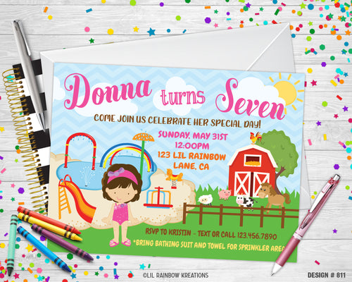 811 | Splash Pad Party Invitation & Thank You Card
