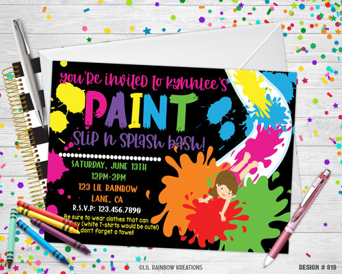 819 | Slip & Paint Party Invitation & Thank You Card