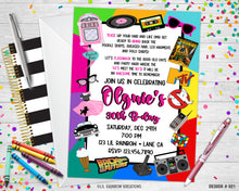 Load image into Gallery viewer, 821 | 50&#39;s Meet The 80&#39;s Party Invitation &amp; Thank You Card