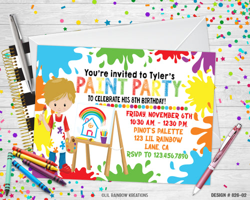 826-2 | Paint Party Invitation & Thank You Card