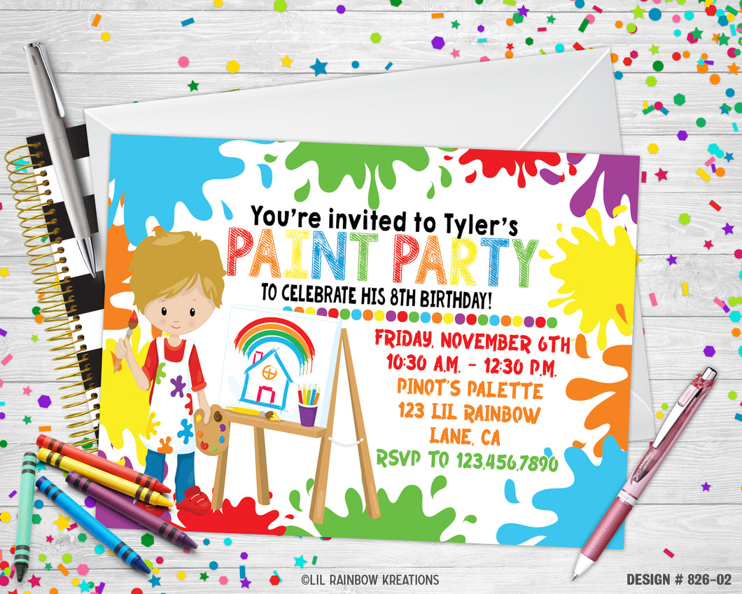 826-2 | Paint Party Invitation & Thank You Card