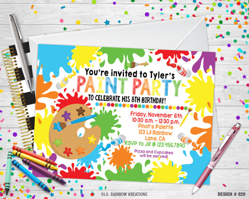 826 | Paint Party Invitation & Thank You Card
