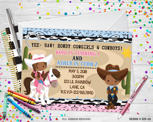 829-4 | Cowgirl Party Invitation & Thank You Card