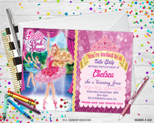 Load image into Gallery viewer, 842 | Barbie &amp; The Pink Shoes Party Invitation &amp; Thank You Card