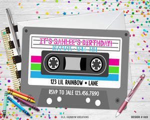 849 | 80's Cassette Party Invitation & Thank You Card