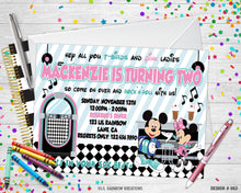 Load image into Gallery viewer, 863 | Minnie &amp; Mickey&#39;s Sock Hop Party Invitation &amp; Thank You Card