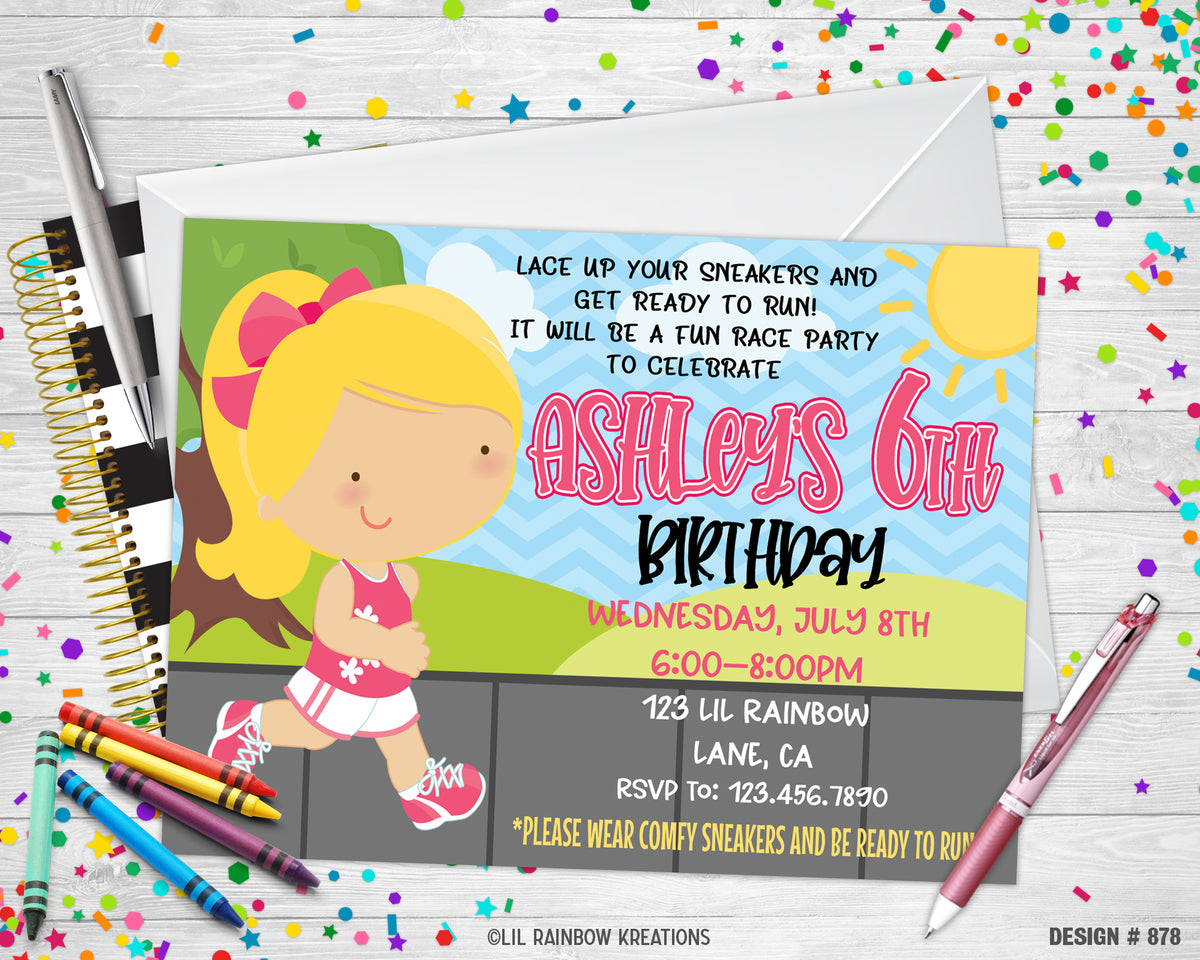 878 | Relay Race Party Invitation & Thank You Card – Little Rainbow ...