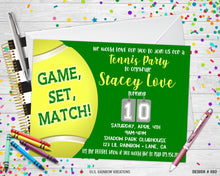 Load image into Gallery viewer, 892 | Tennis Party Invitation &amp; Thank You Card