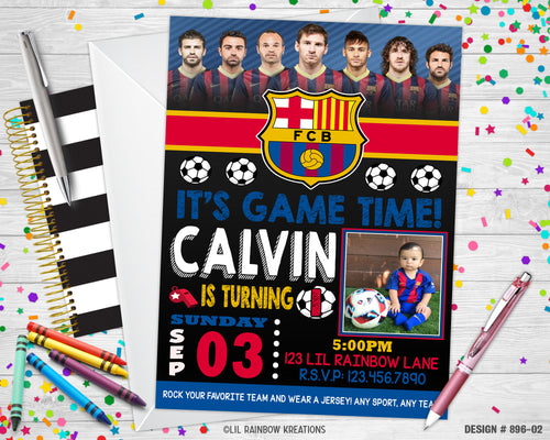 896-2 | Soccer Party Invitation & Thank You Card