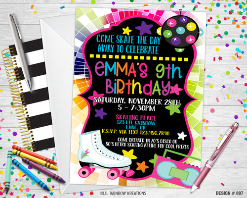 897 | Skates Party Invitation & Thank You Card