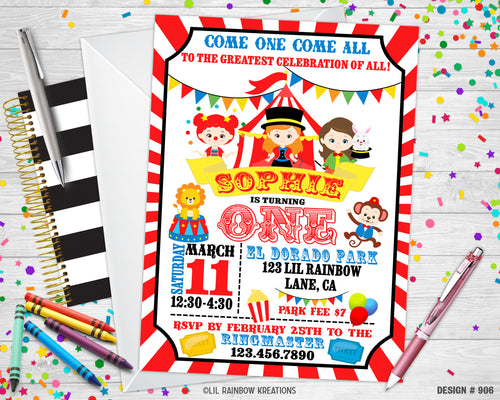 906 | Circus Party Invitation & Thank You Card