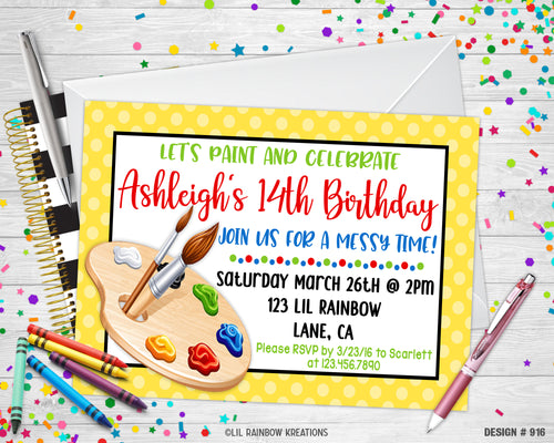 916 | Paint Party Invitation & Thank You Card