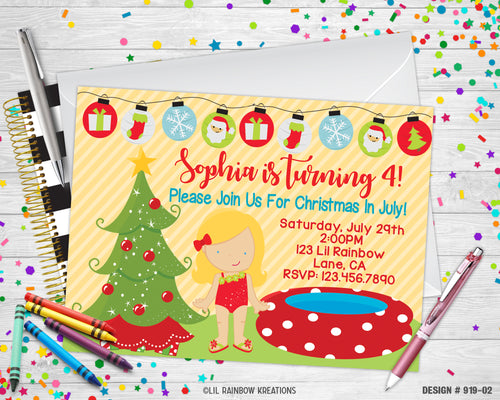 919-2 | Christmas In July Party Invitation & Thank You Card