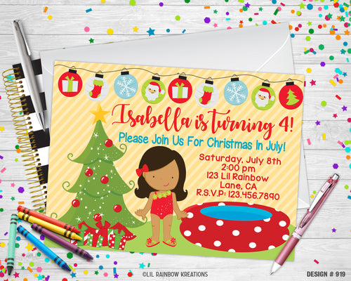 919 | Christmas In July Party Invitation & Thank You Card